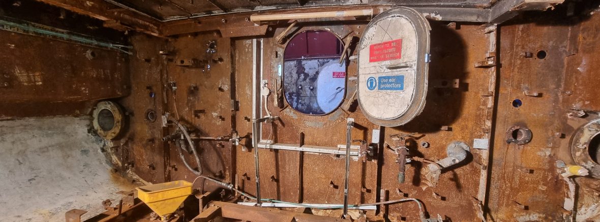 Rotary Service's engine room stripped and ready for refurbishment early 2022, looking aft